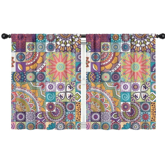 Blackout Kids Curtains,Boho Bohemia Flower Childrens Insulated Curtains Set Of 2,Bedroom Essentials,Toddler Room Decor 42"x54"(106x137cm)