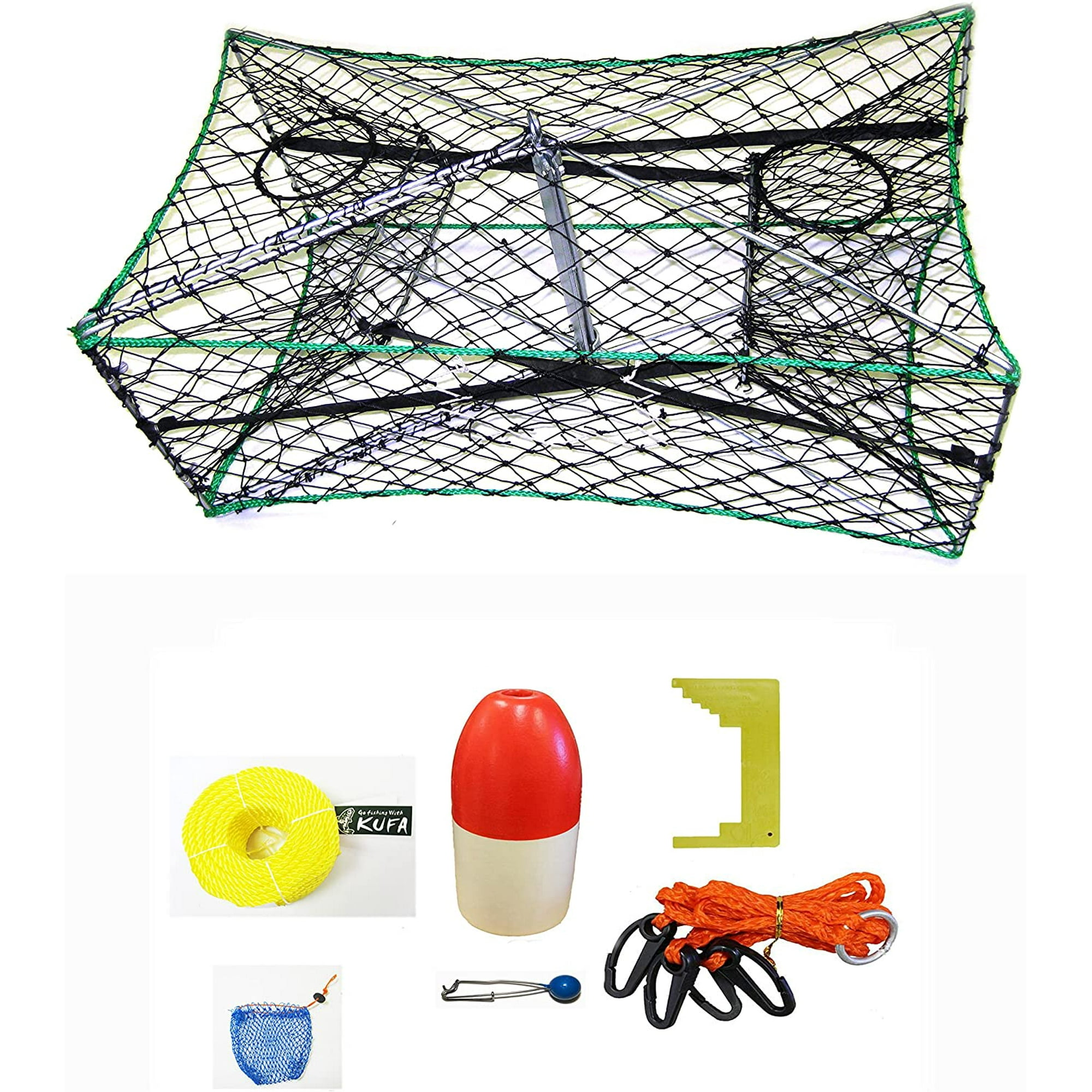 KUFA Galvanized Foldable crab Trap accessory kit (100' Poly Rope