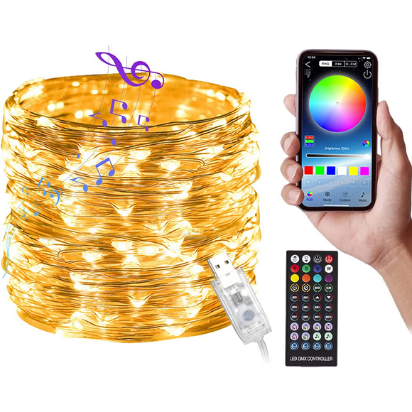 Fairy Lights Plug in, LED Fairy Lights with RGB Color Changing Twinkle Lights with Bluetooth Remote, App Control Fairy Lights