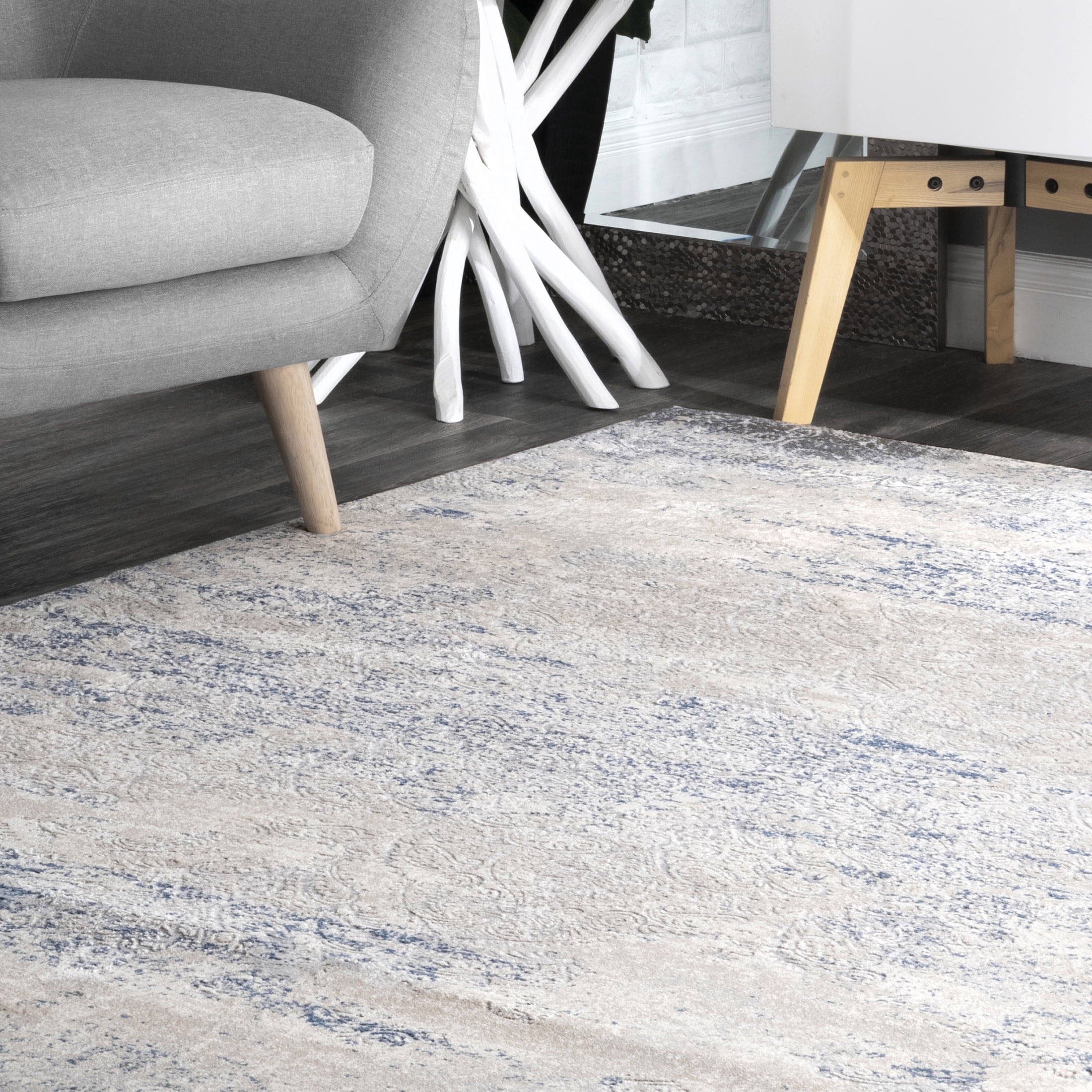 nuLOOM Twilight Tribal Distressed Area Rug, 6' 7" x 9', Twilight Silver