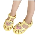 thumbnail image 4 of BRGZLK Toddler Baby Girls Jelly Sandals Cute Heart Decor Closed Toe Fisherman Adjustable T-Straps Beach Sandal Kids Soft Sole Non Slip Shoes 2026 Yellow 9-9.5 Years, 4 of 9
