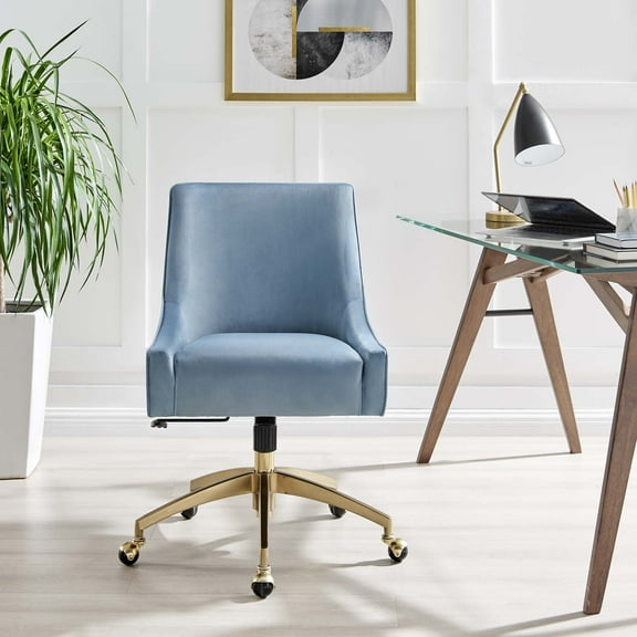 Modway Discern Performance Velvet Office Chair in Light Blue