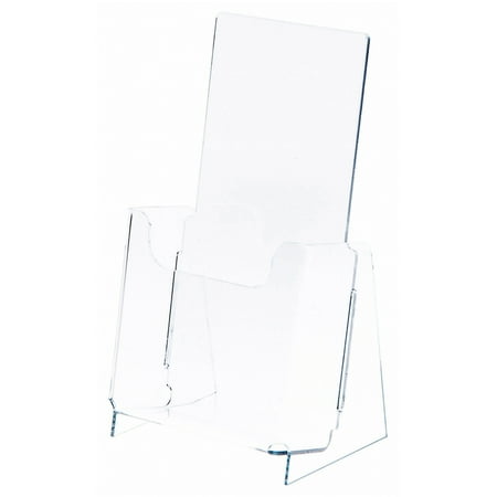 Plymor Clear Acrylic Tri-Fold Brochure Literature Holder (Countertop), Fits Documents Up to 4" Wide (2 Pack)