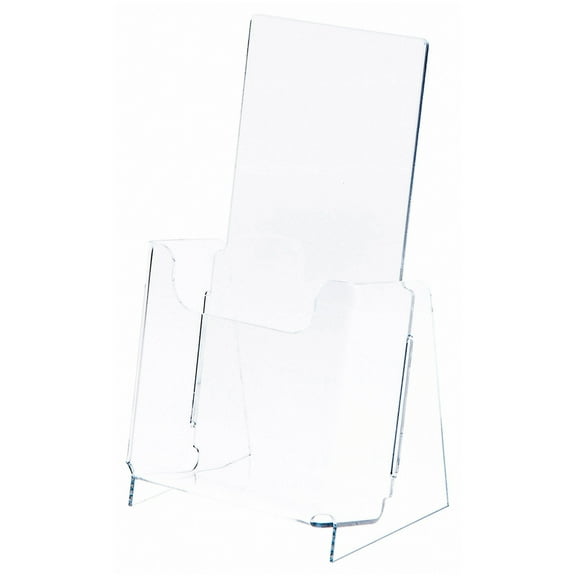 Plymor Clear Acrylic Tri-Fold Brochure Literature Holder (Countertop), Fits Documents Up to 4" Wide