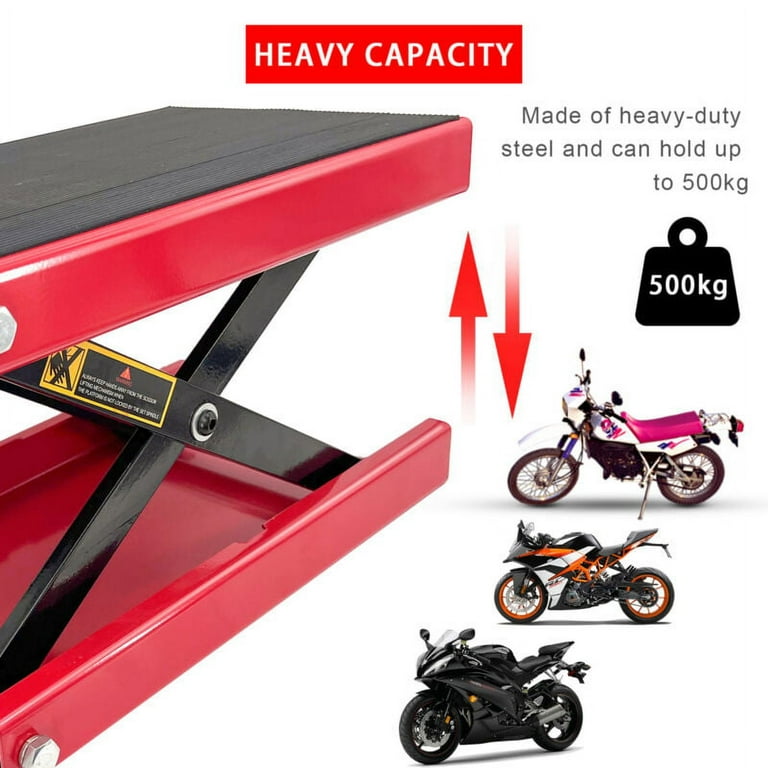 JSTUOKE Motorcycle Lift Scissor Jack 1100 LB Capacity Red 15.3x9
