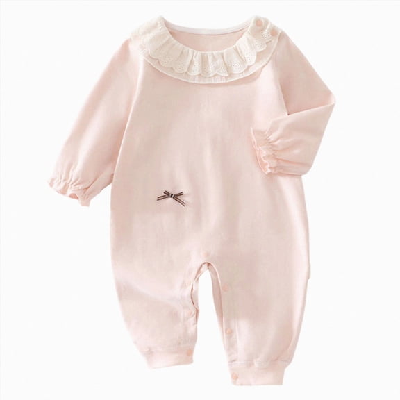 CAUYDY Newborn Girls Clothes Baby Romper Preemie Long Sleeved Pajamas Fall Winter Infant Girl Bodysuit Toddler Sleepers 3-6M 9-12M 18-24M Sizes 12-18 Months,Pink