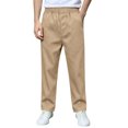 thumbnail image 2 of LEKWK Boys Uniform Pants Chino Pants Pull-On Elastic Waist Straight Leg Trousers with Pockets Kids Twill Pants 5-15Y Back to School Clothes, 2 of 9