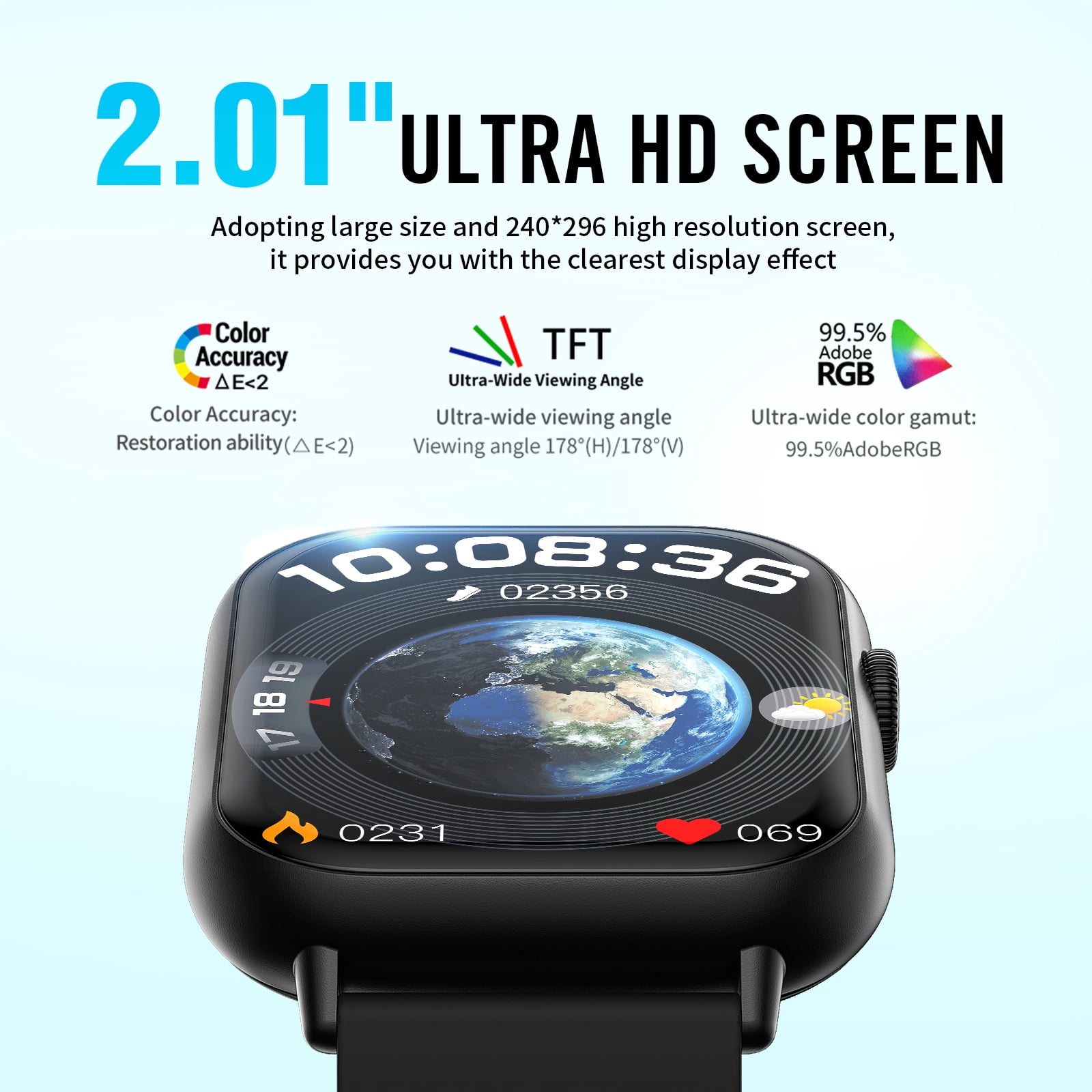 2026 NEW Smart Watch, 2.01'' HD Screen SmartWatch for Men Women , Answer/Make/Message, 100+ Sports Modes, IP67 Waterproof Compatible with Android and iPhone