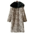 thumbnail image 7 of Jsaierl Womens Leopard Print Fleece Coat 2024 Trendy Faux Fur Long Cardigan Fall Winter Fashion Fuzzy Jacket Casual Outwear, 7 of 7
