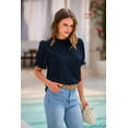 thumbnail image 5 of PRETTYGARDEN Womens Summer Tops Trendy Mock Neck Puff Sleeve Blouse Dressy Casual Business Western Shirts Spring Clothes, 5 of 9