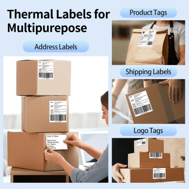 Phomemo Thermal Labels 4x6 for Shipping Packages-500 pcs Shipping Seals Sticker, Direct Printer Label Paper 4x6 Shipping Labels Compatible with Rollo Zebra Brother MUNBYN Phomemo Nelko Omezizy