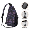 thumbnail image 3 of Sling Backpack,Purple Halloween Ghost Pumpkin Skull Pattern Sling Bag with Water Bottle Holder,Waterproof Sling Bag for Men/Women with Headphone Jack for Hiking,Travel, 3 of 6