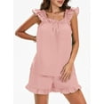 thumbnail image 6 of Rdhnmea Womens Pajama Sets 2 Piece Summer Ladies Ruffled Sleeveless Cami Crop Top Tank Shorts Sets Lounge Sleepwear Pjs Set, 6 of 9