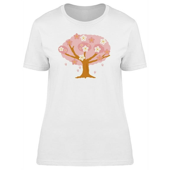 Cute Cherry Blossom Tree Cartoon Tee Women's -Image by Shutterstock