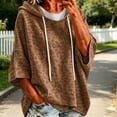 thumbnail image 2 of Womens Cheetah Print Hooded Sweatshirt Long Sleeve Leopard Pullover Hoodie Casual Loose Winter Tops Coffee XXXL, 2 of 5