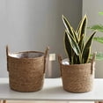 thumbnail image 4 of Maceta grande de paja para flores, cesta de almacenamiento para plantas verdes, maceta tejida a mano para interiores, 4 of 8