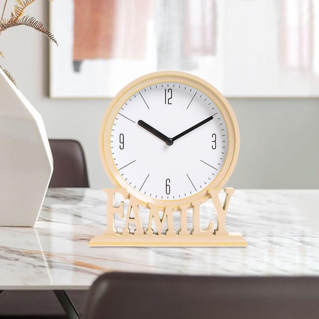 Reloj de mesa Baoblaze decorativo familiar sin tictac beige C-Beige 18,5 cm x 6 cm x 20,6 cm