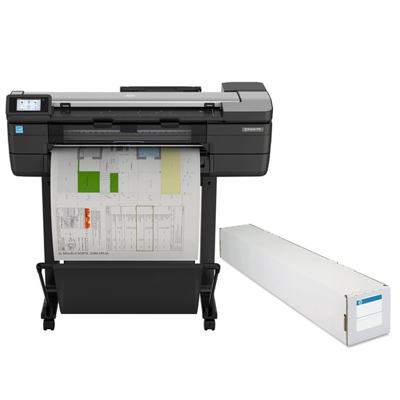 HP DesignJet T830 Wireless 24" Large Format Multifunction Color Inkjet Plotter Printer, Bundle with Matte Bond Inkjet Paper Roll