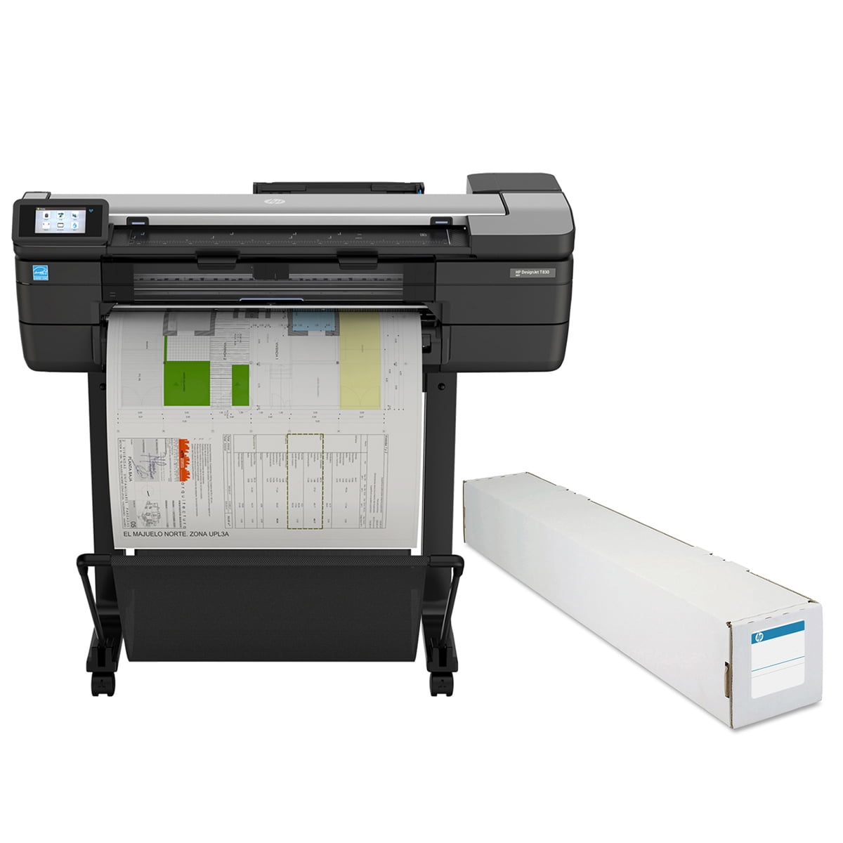 HP DesignJet T830 Wireless 24" LF MFP Inkjet Printer, with Matte Paper Roll