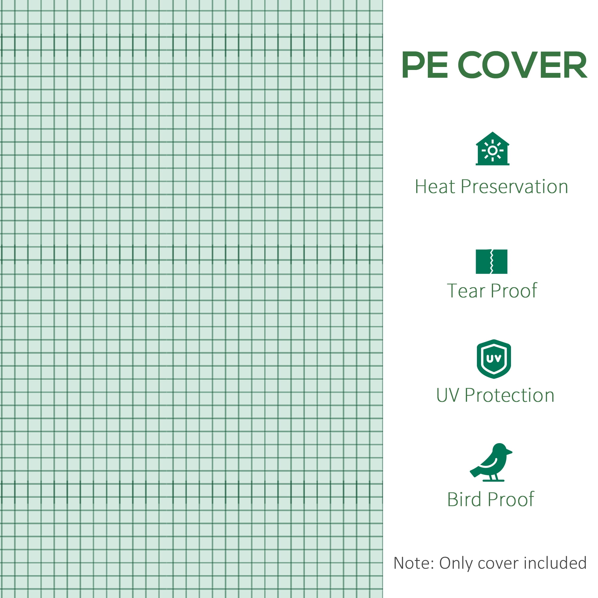 Outsunny 9.8' x 6.6' x 6.6' Greenhouse Cover Replacement, Green