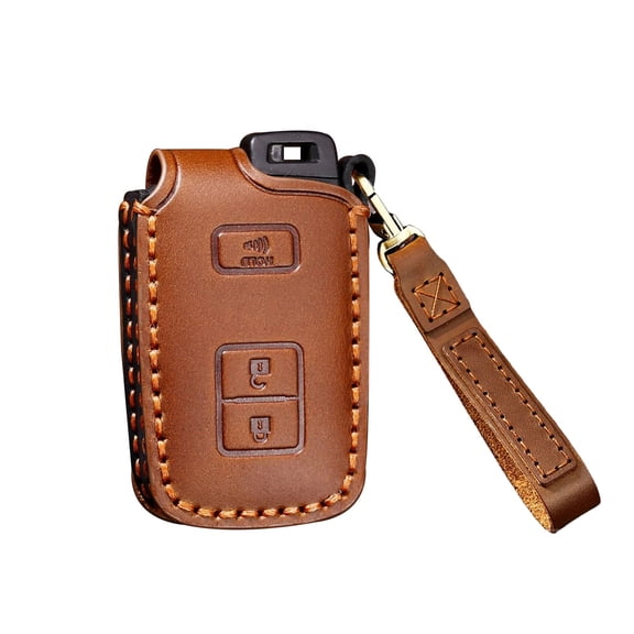 Leather Key Fob Cover for Toyota 4runner 2021 Tacoma 2020 Tundra Land Cruiser Keyless Entry Remote Smart Key Protector Case with Keychains