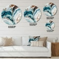 thumbnail image 4 of Designart "Marble Abstraction Blue and Gold V" Abstract Marble Metal Round Wall Decor, 4 of 5