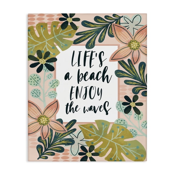 Stupell Industries Coastal Life's A Beach Phrase Canvas Art, 16 x 20, by Fineapple Pair