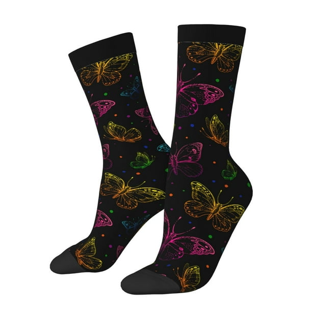 Balery Butterfly Calcetas Largas con Estampado para Hombre y Mujer – Suaves y Transpirables, Talla Única (US 5-11)
