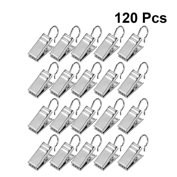 PAMINGONO 120Pcs Tapestry Wall Hanging Clips Silver Stainless Steel for Party and Camp 3.2*0.92in