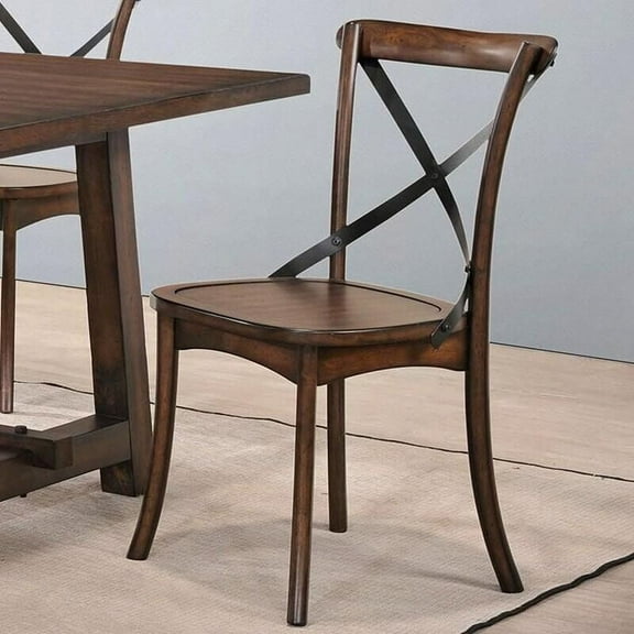 Unique Design Wooden Side Chairs 6pc Set Dark Oak Finish Dining Furniture