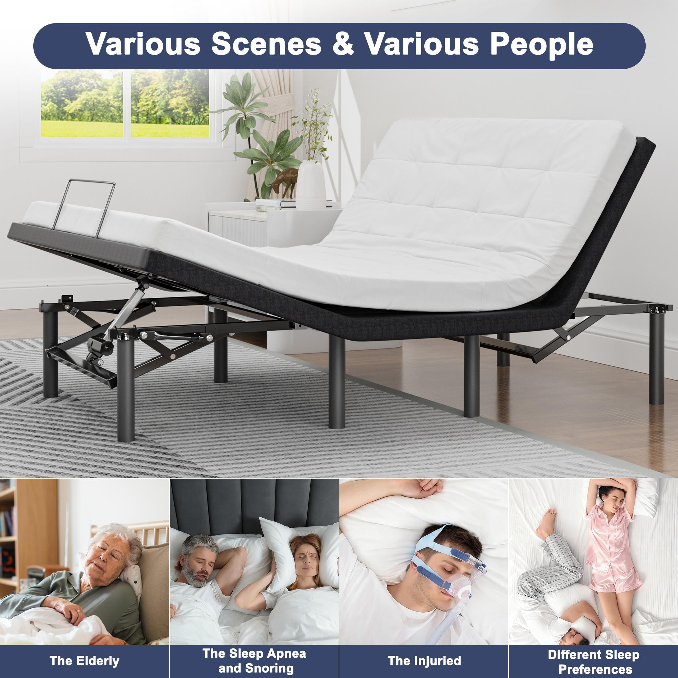 HSUNNS Adjustable Bed Frame, Individually Tilting Head and Foot with Remote, Adjustable Bed Base with Quiet Motor, Electric Bed, Queen Size