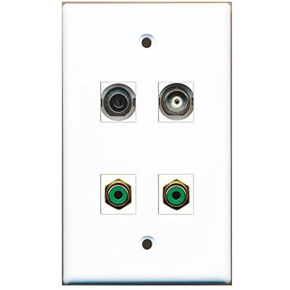 RiteAV - 2 Port RCA Green 1 Port 3.5mm 1 Port BNC Wall Plate