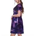 thumbnail image 2 of Rateoe Purple Hippo In Water Pattern Women’s Short Sleeve Dress – Casual Elegant Summer A-Line Dress for Everyday Wear, 2 of 6