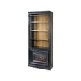 thumbnail image 6 of 8' Tall Wood Bookcase Wall with Fireplace Organizer Fully Assembled Black, 6 of 13