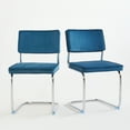 thumbnail image 2 of GrandNoor Blue Velvet Dining Chairs,Mid Century Morden Dining Chairs, Minimalistic Style Kitchen & Dining Room Chairs, Upholstered Comfort Chairs with Chrome Metal Legs, set of 4, 2 of 9