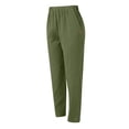 thumbnail image 5 of WTXUE Women's Pants, Womens Trousers Women Waisteded Wide Leg Pants Drawstring Elastic Trousers Comfy Straight Leg Long Pants Pockets, Slacks Linen Pants Women Pantalones De Mujer, 1-Green, 5 of 6