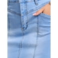 thumbnail image 5 of INSPIRE CHIC Women's Denim Skirt Casual High Waisted Pockets Above the Knee Stretchy Jean Pencil Skirts M Light Blue, 5 of 6