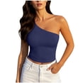 thumbnail image 2 of Axiiglly Tube Tops for Women One Shoulder Backless Cropped Tops Fashion Y2K Sleeveless Slim Fit Bandeau Tops for Summer Going Out, S-2XL, 2 of 7