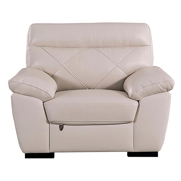 EK081 Light Gray Color With Italian Leather Chair and wooden legs