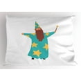 thumbnail image 1 of Wizard Pillow Sham, Cheerful Man with Long Beard in Blue Costume with Stars Cone Hat and Magic Wand, Decorative Standard Queen Size Printed Pillowcase, 30 X 20 Inches, Multicolor, by Ambesonne, 1 of 2