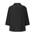 thumbnail image 5 of Women Blouses Fashion V Neck Leisure Three-quarter Sleeve Solid Vacation and Workout Fashion Outfit Clothes, 5 of 5