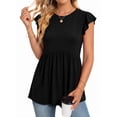 thumbnail image 2 of MOYIKO Womens Tank Tops Crew Neck Short Sleeve Summer Shirts Babydoll Peplum Tops Dressy Casual Blouses, 2 of 7