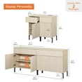 thumbnail image 2 of 4 Pcs Bedroom Set，Reeded Dresser and Nightstand Sets for Bedroom, Wooden Dresser Set with Doors, Night Stand of 2 with Charging Station, 2 of 11