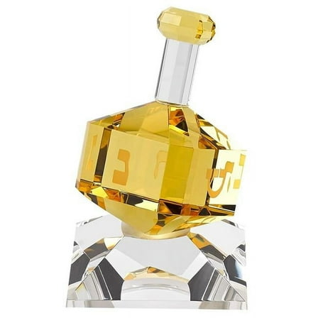 3 in. Mouth Blown Amber Dreidel on Crystal Stand