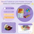 thumbnail image 6 of Infans Kids Wooden Round Table & 2 Chair Set w/ Center Mesh Storage Purple, 6 of 7