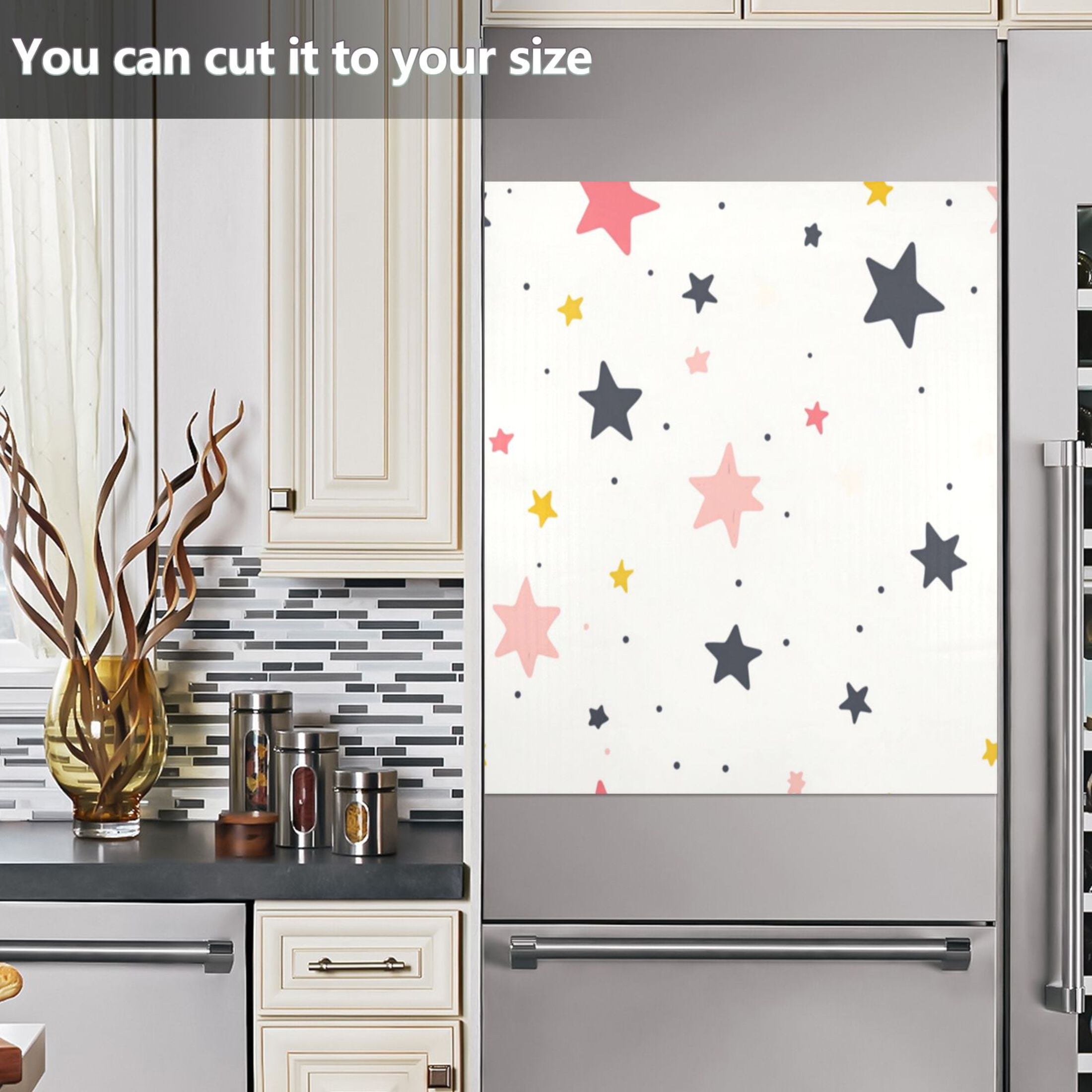 Dishwasher Magnetic Sticker 23x26 Inch Refrigerator Magnetic Sticker Washing Machine Magnetic Sticker Kitchen Panel Magnetic Sticker Home Decor Cartoon Colored Stars