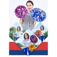 thumbnail image 4 of 2 Pack Cheerleading Pom Poms with Baton Handle 12.6 Inch Plastic Ring Metallic Foil Cheerleader Pompoms for Kids Adult Team Squad Party Dance Football Soccer Sport Accessories, 4 of 8