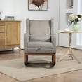 thumbnail image 2 of 25.4"W Modern Rocking Chair for Nursery, Mid Century Accent Arm Rocker With Retractable Footrest, Side Pocket, Comfy Upholstered Wingback Wooden Glider Chair for Living Room Baby Kids Room. taupe, 2 of 7