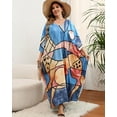 thumbnail image 5 of Edolynsa Plus Size Africa Kaftan Dress Batwing Sleeve Bathing Suit Cover up Long Summer Outfit, 5 of 7