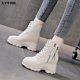 thumbnail image 4 of LYYMM Botas tipo Martins Botas para mujer 2023 Nuevas botas de cuero con forro polar de tiro alto para otoño/invierno, 4 of 5